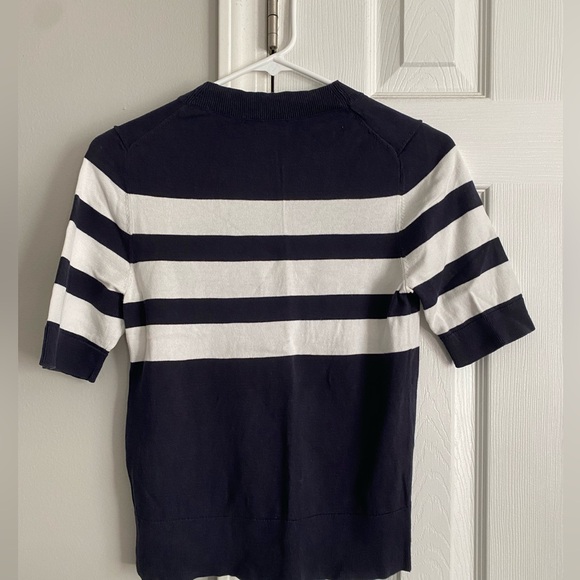 Cos Striped Short Sleeve Navy 100% Cotton Top - Picture 2 of 8